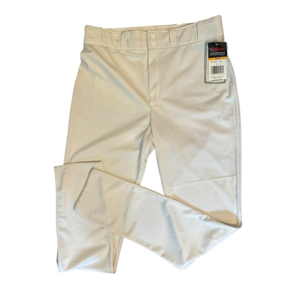 NEW White Wilson Baseball Pants Relaxed Full Leg Wicking Elastic Waist Men's LRG - Picture 3 of 7